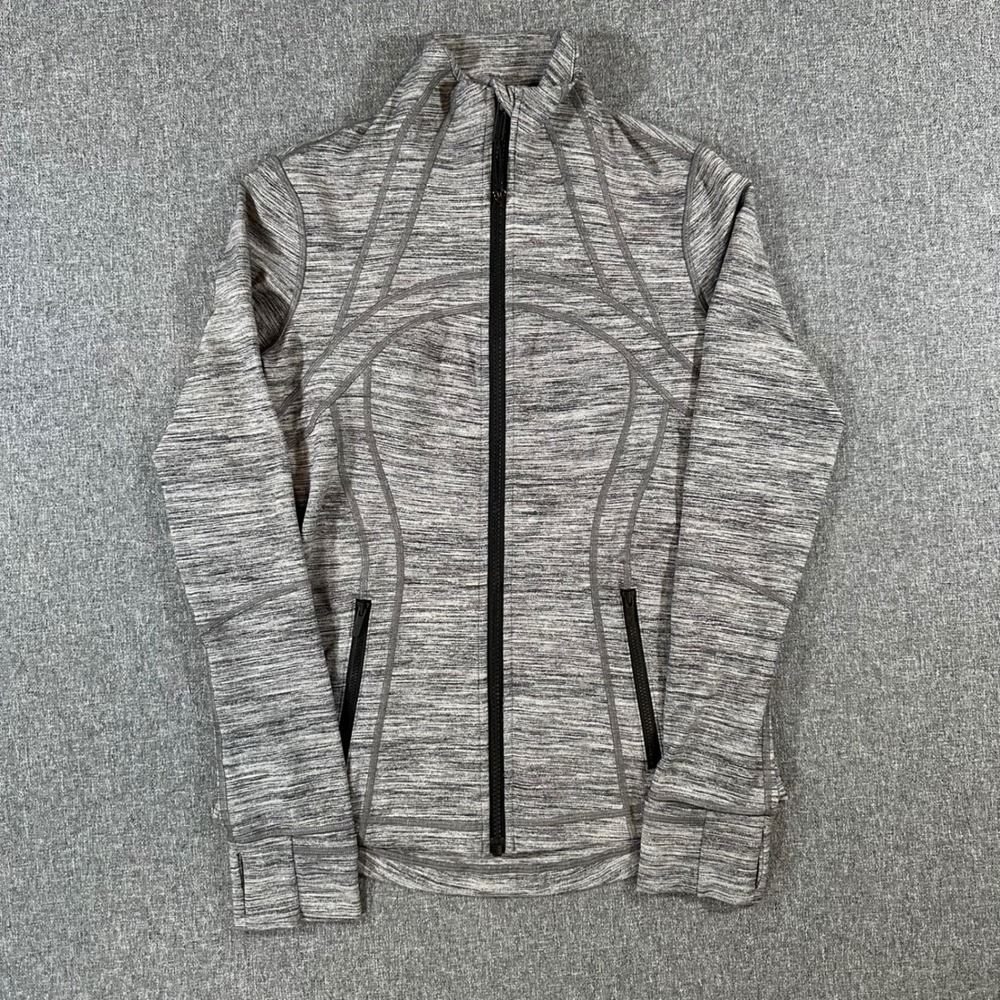 Lululemon Jacket Womens 6 Define Grey Space Dye Full Zip Thumbholes Athletic